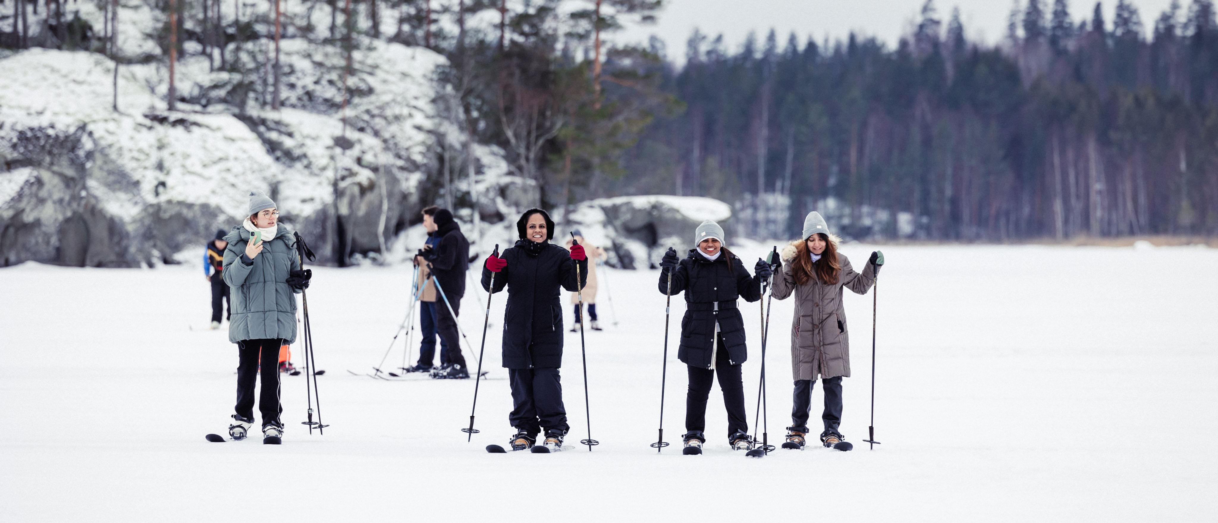 Students on a icy lake in Mikkeli